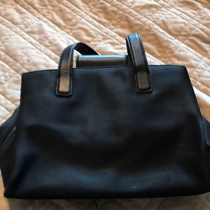 Vintage black leather/fabric coach handbag